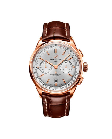 Breitling Premier B01 Chronograph 46mm Brown Leather White Dial