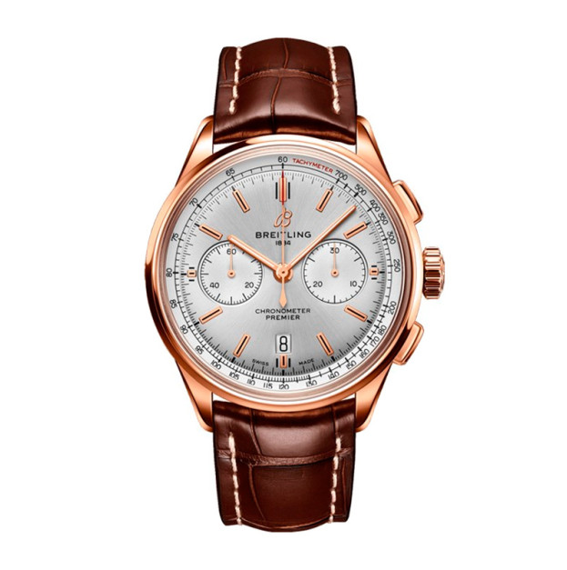 Breitling Premier B01 Chronograph 46mm Brown Leather White Dial