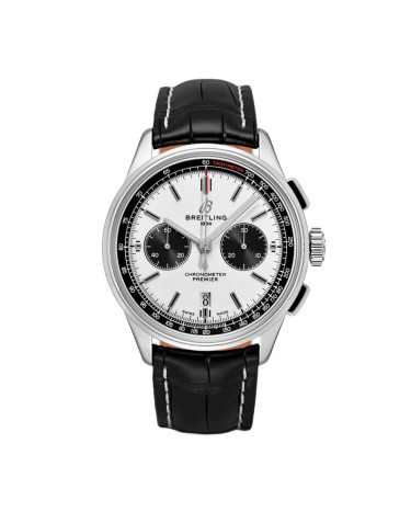 Breitling Premier B01 Chronograph 46mm Black Leather White Dial