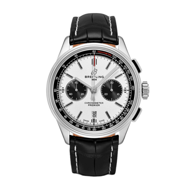 Breitling Premier B01 Chronograph 46mm Black Leather White Dial