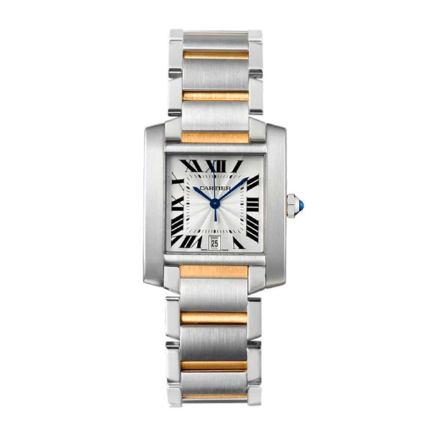 Cartier Tank Francaise 36mm Silver Gold Dial White