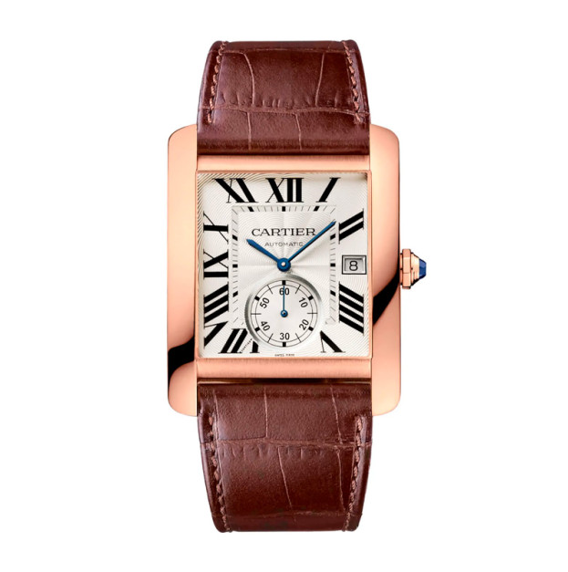 Cartier Tank MC Rose Gold Brown Leather