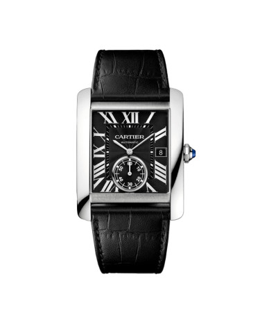 Cartier Tank MC Stainless Steel Dial Black Leather
