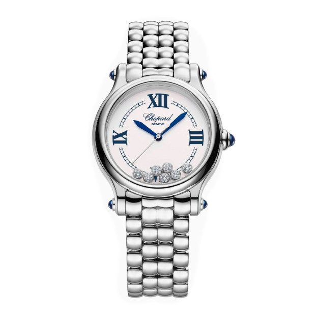 Chopard Happy Round 7 Diamonds 34mm Steel Dial White