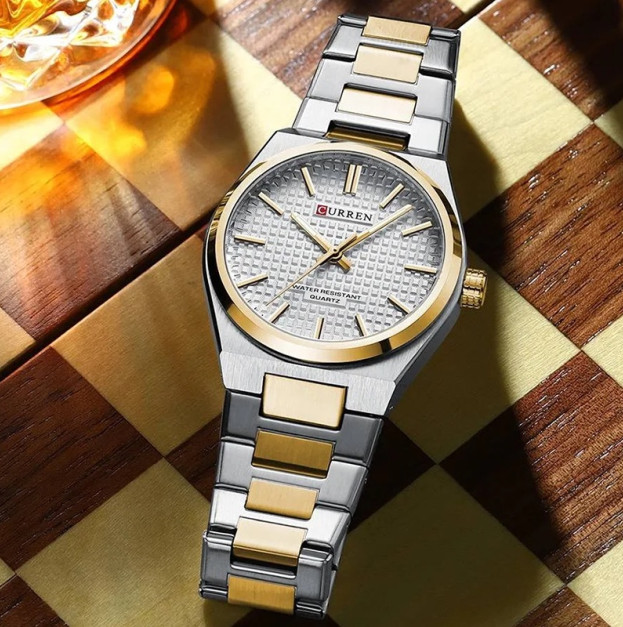 Curren 8439 Silver-Gold-White