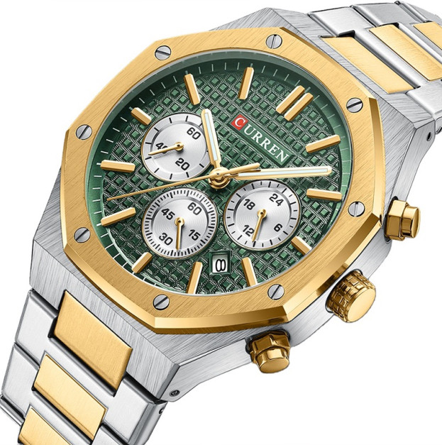 Curren 8440 Silver-Gold-Green