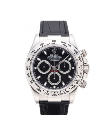 Rolex Cosmograph Daytona 40mm White Gold Leather Black