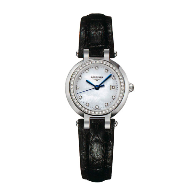 Longines PrimaLuna 27mm Diamond Bezel White Dial Leather