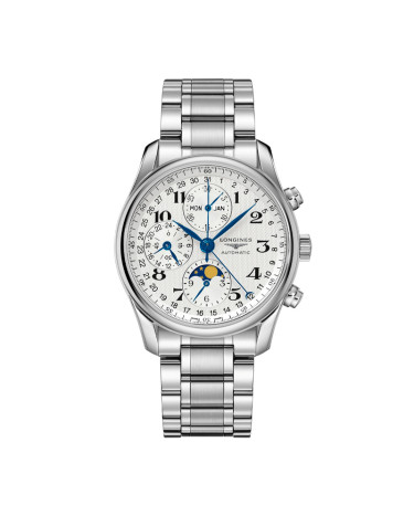 Longines Master Collection Automatic Chronograph GMT 40mm Steel White Dial