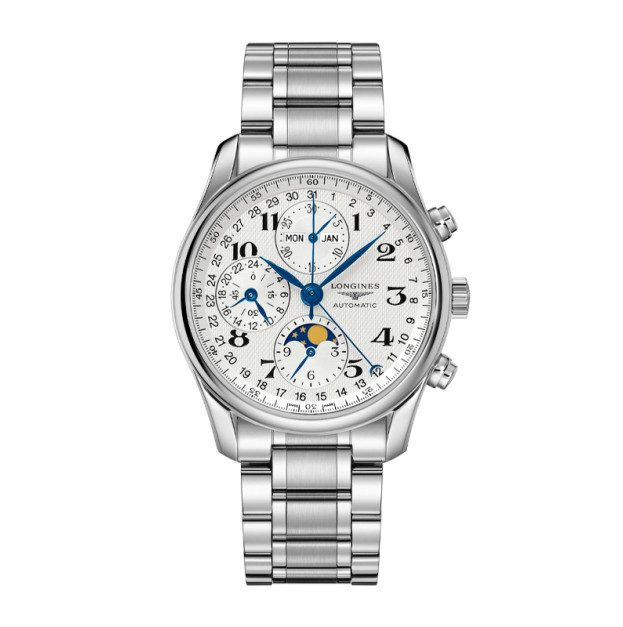 Longines Master Collection Automatic Chronograph GMT 40mm Steel White Dial