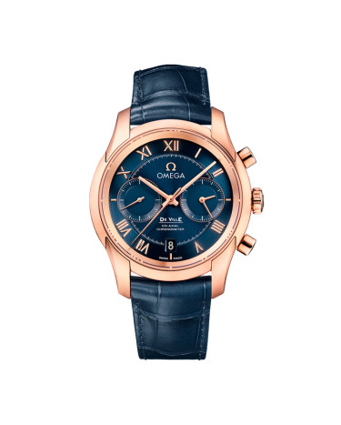 Omega De Ville Chronograph 42mm Co-Axial Blue Dial Leather
