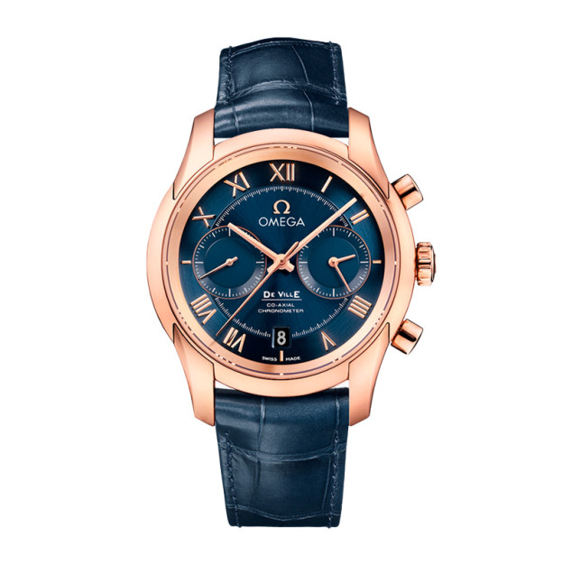 Omega De Ville Chronograph 42mm Co-Axial Blue Dial Leather