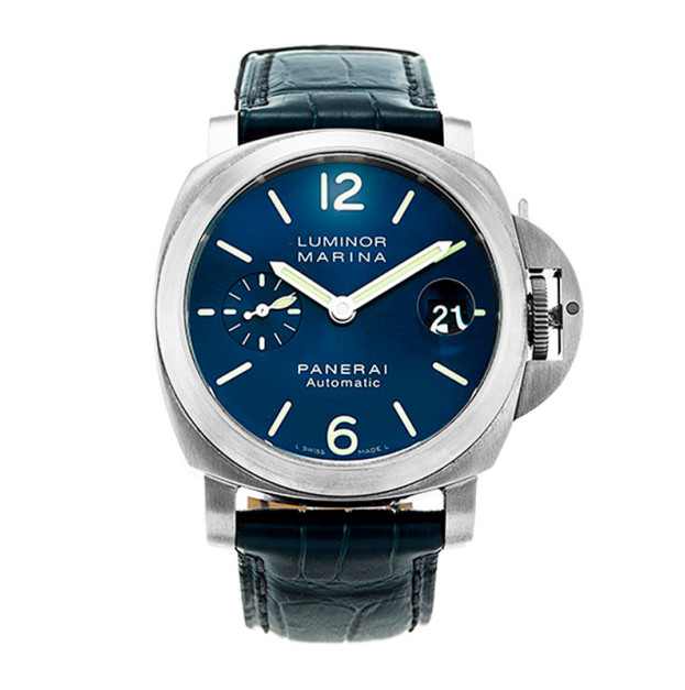 Panerai Luminor Marina 44mm Steel Dial Blue Leather Black
