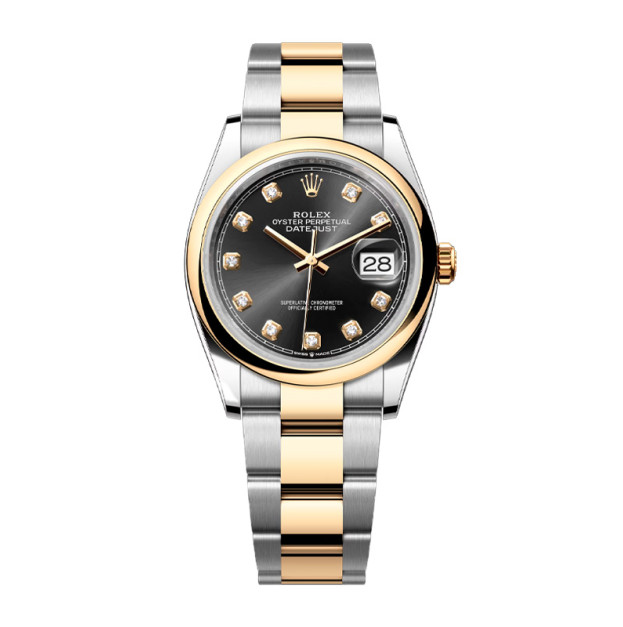 Rolex Datejust 36mm Steel and Yellow Gold Dial Black